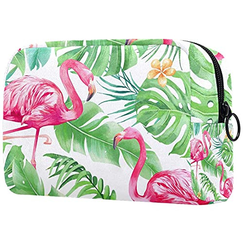 Women Makeup Bag,Cosmetic Storage Bag pink flamingo with green palm for Travel,Cosmetics Organizer Women Makeup Bag,Cosmetic Storage Bag pink flamingo with green palm for Travel,Cosmetics Organizer