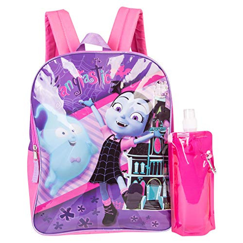 Disney Vampirina Backpack Combo Set - Disney Vampirina Girls' 3 Piece Backpack Set - Backpack, Waterbottle & Carabina (Pink/Purple)