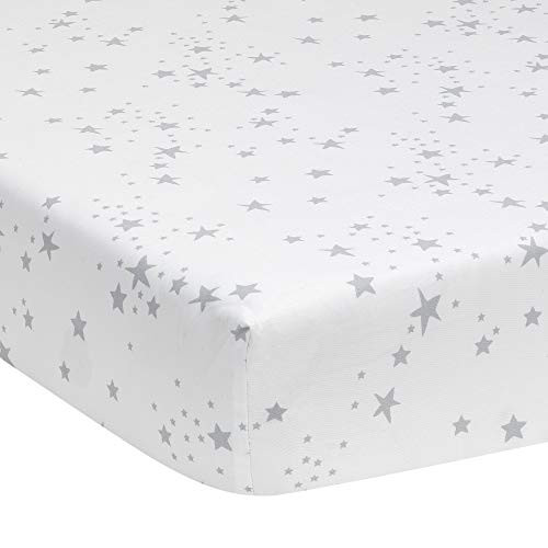 Lambs and Ivy Luna White/Gray Stars 100 percent Cotton Baby Fitted Crib Sheet Lambs and Ivy Luna White/Gray Stars 100 percent Cotton Baby Fitted Crib Sheet