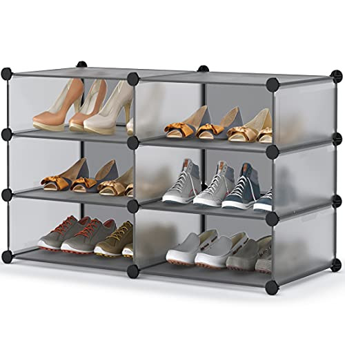 HOMIDEC Shoe Rack, 3 Tier Shoe Storage Cabinet 12 Pair Plastic Shoe Shelves Organizer for Closet Hallway Bedroom Entryway