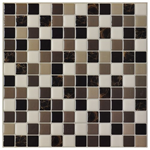 Art3d 6-Pack Backsplash Tile for Kitchen Marble Square Peel and Stick Tile, 12" x 12"