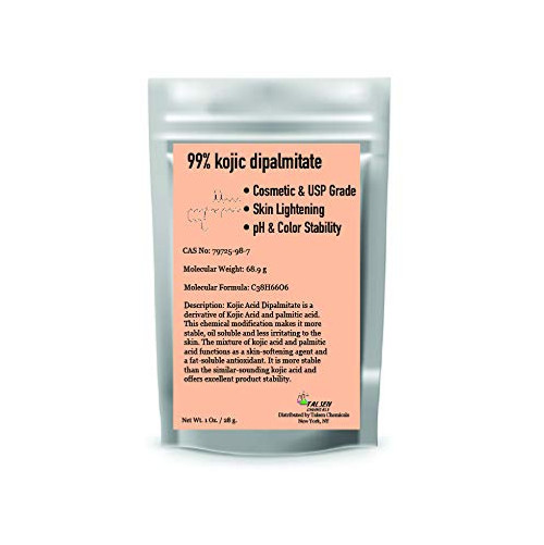 Kojic Acid Dipalmitate Powder Natural and Organic Derivative of Kojic Acid and Palmitic Acid -1 Oz. / 28 g- Pure Kojic Dipamimate More Stable, Skin Softening by Talsen Chemicals