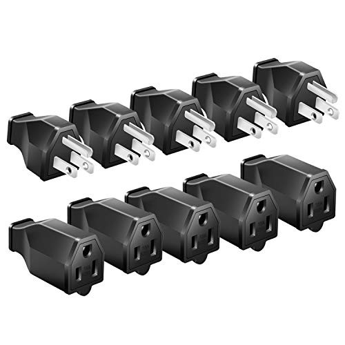 STARELO Extension Cord Ends 125V 15A 2Pole 3Wire Male Plug and Female Connector Straight Blade Plug Replacement Electrical Extension Cord End-Male  and  Female 5 Set-