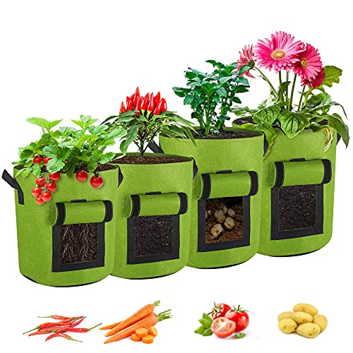KAJIABELL Growing Pots for Plants 7 and 10 Gallon - Garden Pots for Growing Vegetables with Handles Fabric Planters Grow Bags for Plant Potato Tomato Onion Carrot -7-Pack- KAJIABELL Growing Pots for Plants 7 and 10 Gallon - Garden Pots for Growing Vegetables with Handles Fabric Planters Grow Bags for Plant Potato Tomato Onion Carrot -7-Pack-