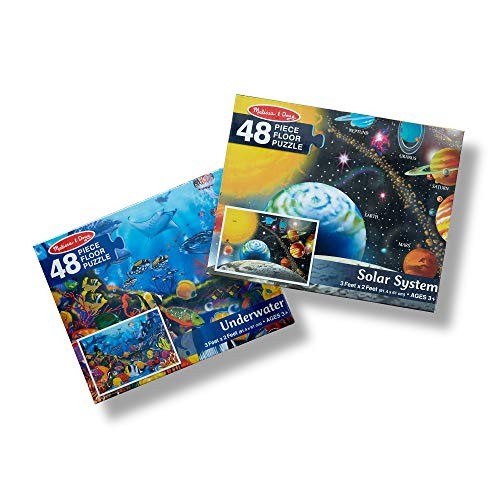 Melissa & Doug Jumbo Jigsaw Floor Puzzle Set - Solar System and Underwater (2 x 3 feet each)