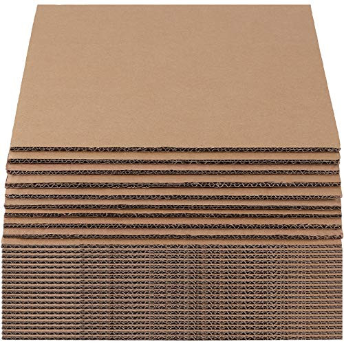 ZEONHAK 28 Pack 12 x 12 Inches Corrugated Cardboard Sheets, 1/4 Inch 5 Layers Extra Thick High Strength Flat Corrugated Cardboard Fillers Pads Inserts for Packing, Transporting, Mailing DIY Crafts