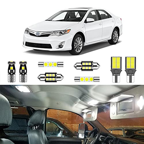 LIGHSTA 13PCS Super Bright White LED Interior Light Kit Package for Toyota Camry 2007 2008 2009 2010 2011  plus License Plate Lights and Install Tool
