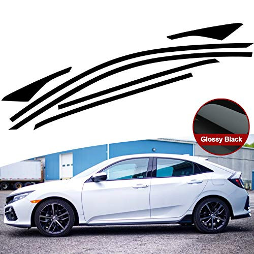 Xotic Tech Window Trim Chrome Delete Blackout Overlay Kit Pre-Cut Vinyl KK Compatible with Honda Civic Hatchback Models 2016-2021 - Gloss Black