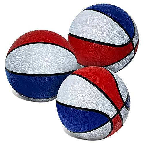 Red, White  and  Blue Mini Basketball Set for Pop A Shot Basketball Arcade Games | Size 3, 7 Junior Basketballs Great for Indoors, Outdoors  and  Arcade Basketball | 3 Pack