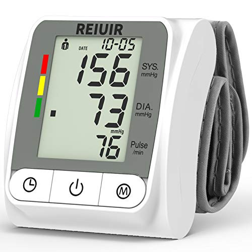 Wrist Blood Pressure Monitor BP Cuff Automatic Accurate Blood Pressure Machine Heart Pulse Rate Monitoring Meter 2x120 Sets Memory LCD Display Screen for Home Office Use White COLEBY