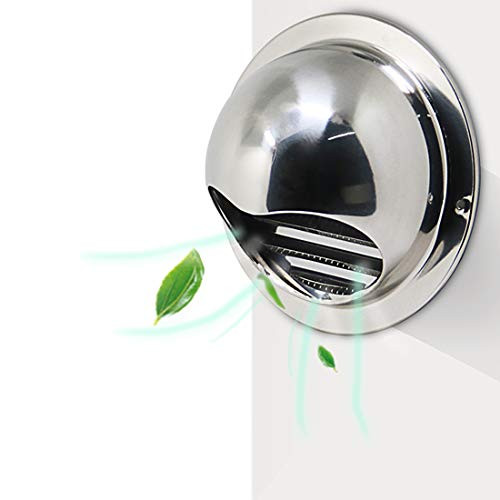 jxgzyy 6 inch 304 Stainless Steel Round Wall Vent Outlet Cover Round Bull Nosed External Extractor Wall Vent Cap Exhaust Grille Louvered Vent with Screen Mesh Dryer Vent Cap