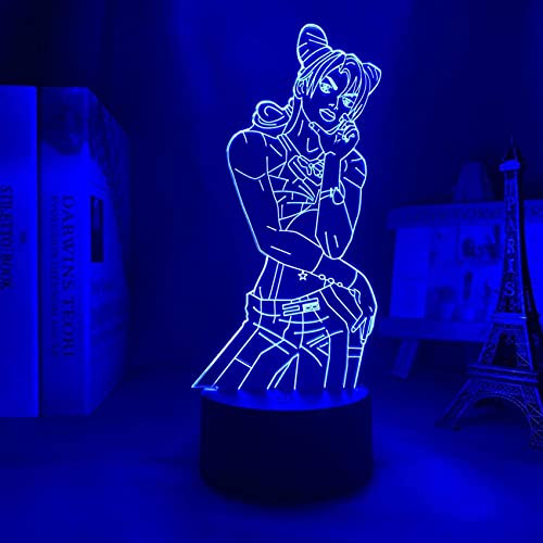 BROOE 3D Night Light for Kid Anime Led Light JoJo Bizarre Adventure Jolyne Cujoh for Bedroom Decor Light Birthday Gift for Him Manga JoJo 3D Lamp