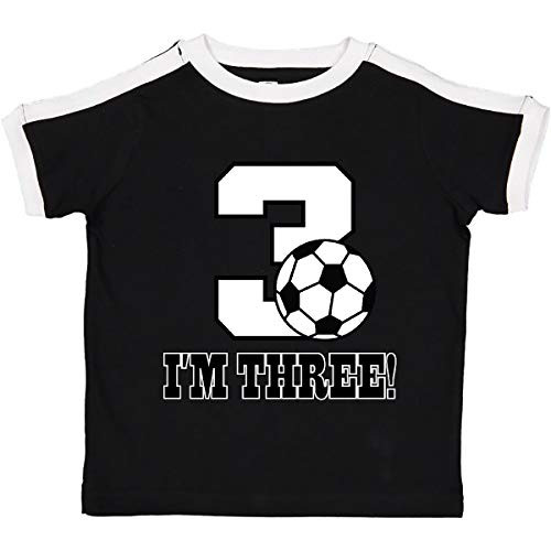 inktastic 3rd Birthday Soccer Toddler T-Shirt 3T Ringer Black and White 32e67