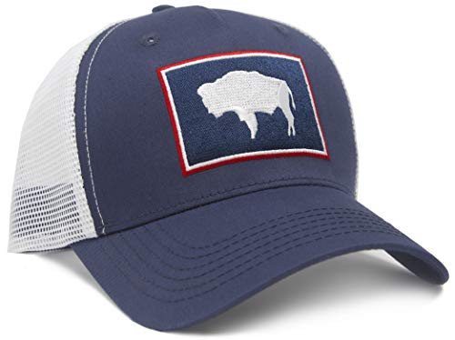International Tie Wyoming State Flag Trucker Baseball Snapback Hat Navy Blue