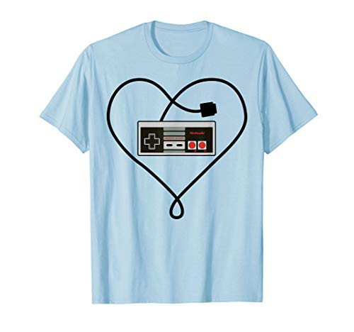 Nintendo NES Controller Heart Cord Retro Graphic T-Shirt