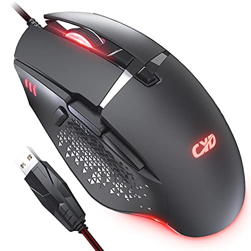 CYD Gaming-Mouse Wired for Big Hands, USB Computer Mice with 7200 DPI Optical Sensor, 8 Programmable Buttons Ergonomic RGB Led Mouse for Laptop PC Windows XP 10 8 7 Mac OS Linux Gamers Mouse, Black