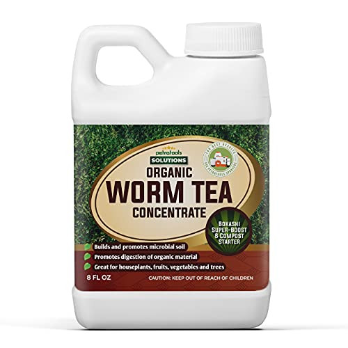 Worm Tea for Gardening Soil - Worm Tea Fertilizer Liquid - Organic Worm Castings, Earthworm Casting Manure Fertilizer - Earthworm Tea Worm Castings Organic - PetraTools Worm Casting Concentrate -8 Oz-