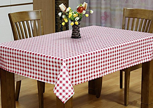Vinyl Tablecloth Plastic Tablecloth Indoor Outdoor Tablecloth Farmhouse Kitchen Decor Red Plaid Tablecloth Checkered Tablecloth Picnic Gingham 54" x 72"