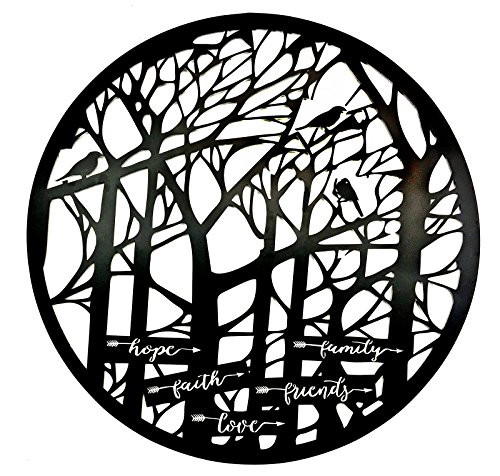 Bellaa 21918 Metal Wall Art Inspirational Hope Faith Love Family Friend Tree Life