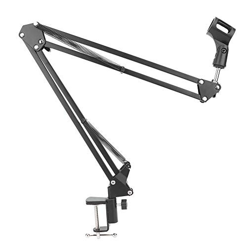 Desk Microphone Stand - Steel Adjustable Microphone Suspension Boom Scissor Arm Stand Microphone Arm Max Load 4kg