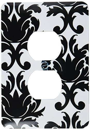 3dRose lsp-116425-6 Large Elegant Black and White Damask Pattern Design Light Switch Cover