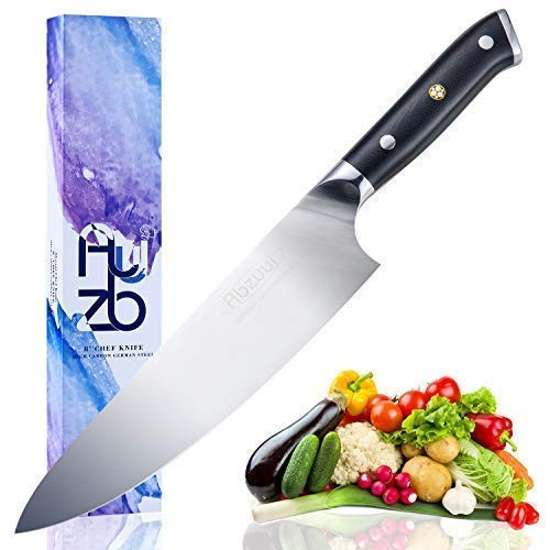 Abzuui Professional 8 inch Chef Knife German Stainless Steel Kitchen Knife in Gift Box| chef's knife Sharp Blade, cooking knife high Carbon, Slicing knife For Pro & Home chefs Abzuui Professional 8 inch Chef Knife German Stainless Steel Kitchen Knife in Gift Box| chef's knife Sharp Blade, cooking knife high Carbon, Slicing knife For Pro & Home chefs