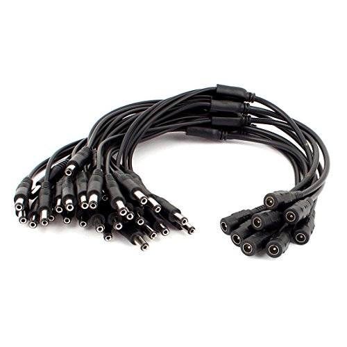 IIVVERR 8Pcs CCTV Camera 1 Female to 4 Male 5.5x2.1mm DC Power Cable Wire Splitter -8 Unids CCTV Cámara 1 Hembra a 4 Macho 5.5x2.1mm DC Power Cable Splitter