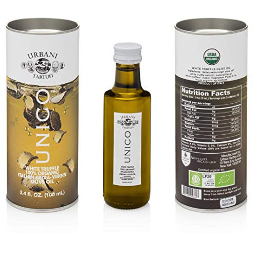 Italian White Truffle Extra Virgin Olive Oil - 3.38 Oz - by Urbani Truffles. Organic Truffle Oil 100 percent Made In Italy Without Chemicals And With Real Truffle Pieces Inside Italian White Truffle Extra Virgin Olive Oil - 3.38 Oz - by Urbani Truffles. Organic Truffle Oil 100 percent Made In Italy Without Chemicals And With Real Truffle Pieces Inside