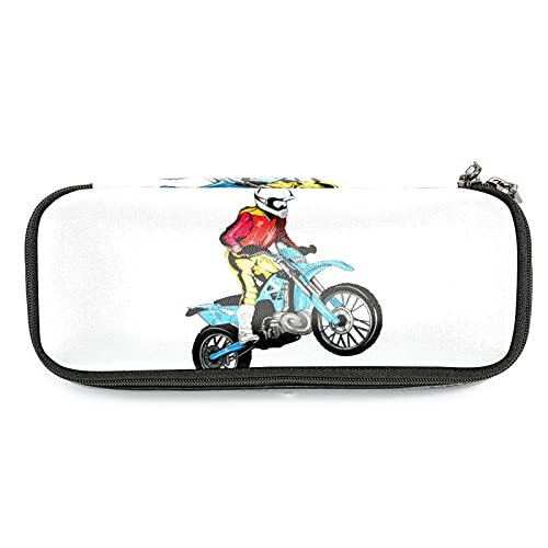 Pencil Case Cartoon Motorcycle Pen Case Big Capacity Desk Organizer with Zipper for School  and  Office Supplies 7.5x3x1.5in