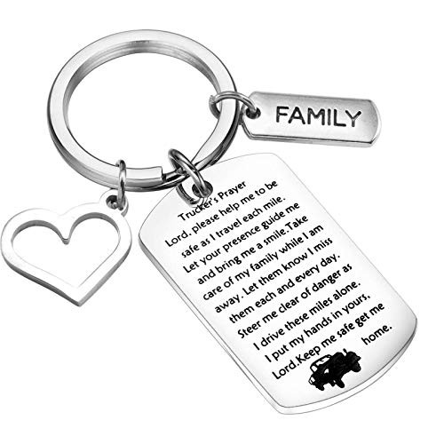 PARTNER Truck Driver Gifts Trucker's Prayer Keychain Keep Me Safe Dog Tag Keychain Gift for Truck Drivers Dad Husband Brother Cousin -silver- PARTNER Truck Driver Gifts Trucker's Prayer Keychain Keep Me Safe Dog Tag Keychain Gift for Truck Drivers Dad Husband Brother Cousin -silver-