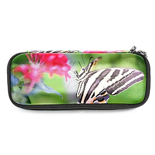 Pencil Case Butterfly On Flower Pen Case Big Capacity Desk Organizer with Zipper for School  and  Office Supplies 7.5x3x1.5in