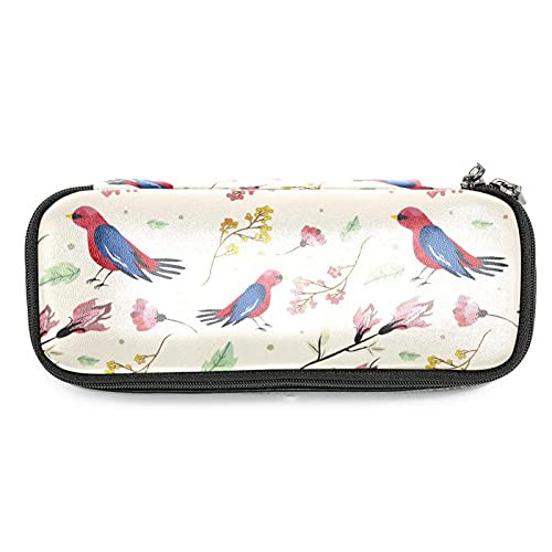 Pencil Case Bird Flowers Pen Case Big Capacity Desk Organizer with Zipper for School  and  Office Supplies 7.5x3x1.5in