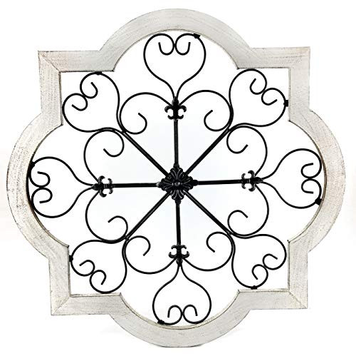 Bellaa 23936 Metal Wall Art Wood Frame 24" White Bellaa 23936 Metal Wall Art Wood Frame 24" White