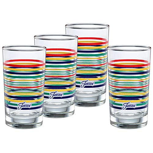 Officially Licensed Fiesta Stripes 7-Ounce Juice Glass (Set of 4) (Cobalt Collection)