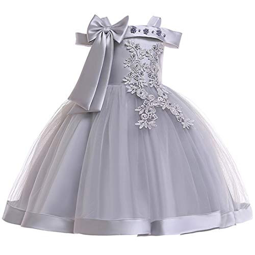 Lace Flower Girl Dress 3T Party Dresses for Girls 4T Pageant Dress Pageant Dress for Toddlers Ball Gown for Girls Bridesmaid Summer Party Dress -Grey,110- Lace Flower Girl Dress 3T Party Dresses for Girls 4T Pageant Dress Pageant Dress for Toddlers Ball Gown for Girls Bridesmaid Summer Party Dress -Grey,110-