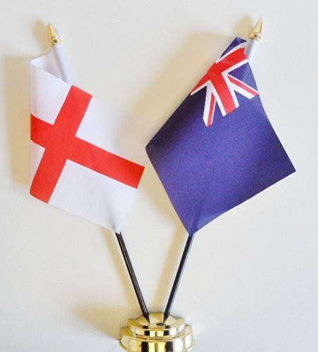 England  and  Royal Navy Blue Ensign Friendship Table Flag Display 25cm -10"-
