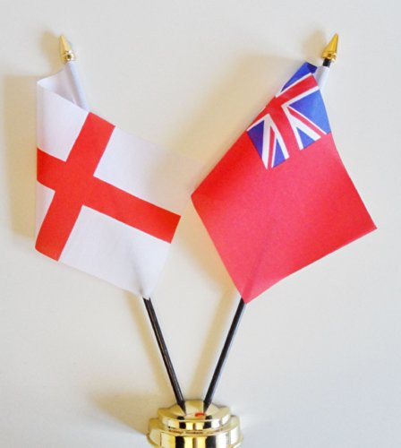 England  and  Merchant Navy Red Ensign Friendship Table Flag Display 25cm -10"-