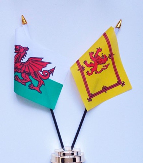 Wales and Scotland Lion Rampant Friendship Table Flag Display 25cm -10"-