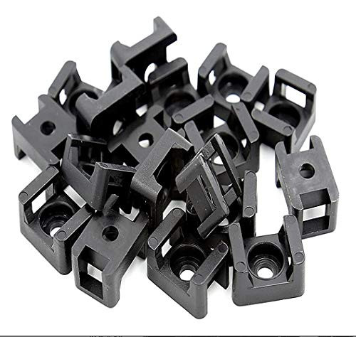Swity Home 100 Pack Cable Tie Mount Base Saddle Type Wire Holder Screw Type Saddle Shape Cradle Mounts Bases Clips Cable Holder for Cable Wire Management Black