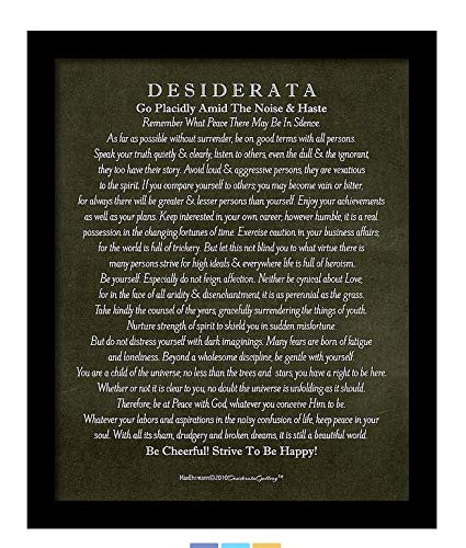Framed Desiderata Poem by Max Ehrmann Blackboard Chalk Art 10x12