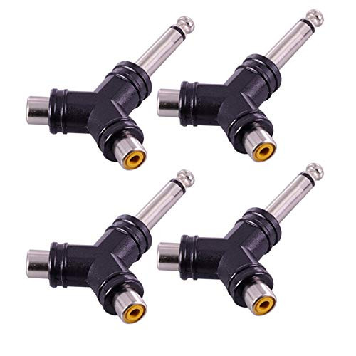 Davitu Electrical Equipments Supplies - 10Pcs Jack 6.35MM mono Plug to 2xRCA Female Jack Socket Adapter Y splitter Portable Audio Travel Plugs