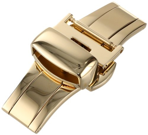 Hadley-Roma 16-mm IP Yellow Gold-Plated Push Button Deployant Clasp