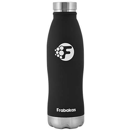 Frabakas Vacuum Insulated Stainless Steel Sports Water Bottle Flask Black 500 ml