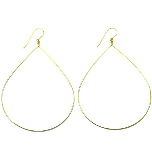 Handmade 14-kt Gold-Filled  Brass Wire Drop Hoop Earrings Handmade 14-kt Gold-Filled  Brass Wire Drop Hoop Earrings
