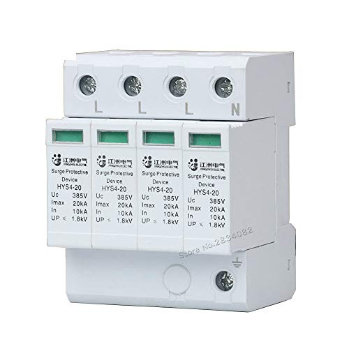 4P SPD AC 385V 10KA~20KA House Surge Protector Protective Low-Voltage Arrester Device HYS4-10 din Rail Surge Protection