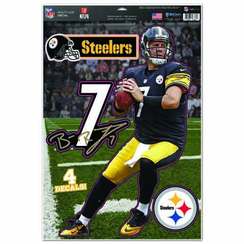 NFL Pittsburgh Steelers Ben Roethlisberger Multi-Use Decal Sheet, 11"x17", Team Color NFL Pittsburgh Steelers Ben Roethlisberger Multi-Use Decal Sheet, 11"x17", Team Color