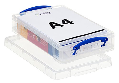 Really Useful Box Plastic Storage Box, 4 Liters, 14 5/8" x 10 1/4" x 3 3/8", Clear