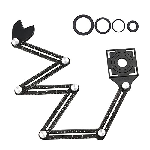 bestshop Multi Angle Measuring Ruler - Aluminum Alloy Six-Folds Tools Gauge Woodworking Drilling Locator Tile Tools Hole Punch Locator