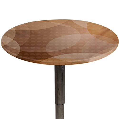 Table Cloth Round Tan Elegance Wrinkle Resistant Table Cover Overlapping Circles with Big and Small Polka Dots Pattern Gradient Modern Display for Outdoor and Indoor Use Tan Brown White Diameter 40"