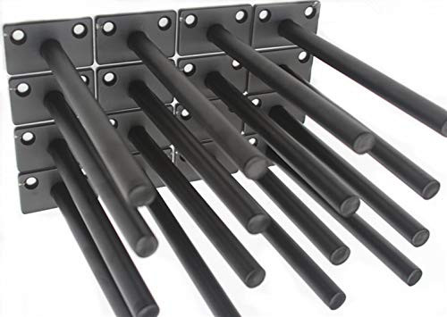 16 Pcs 6" Black Solid Steel Floating Shelf Bracket Blind Shelf Supports - Hidden Brackets for Floating Wood Shelves - Concealed Blind Shelf Support  Screws and Wall Plugs Included